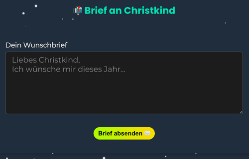 Brief ans Christkind oder den Weihnachtsmann